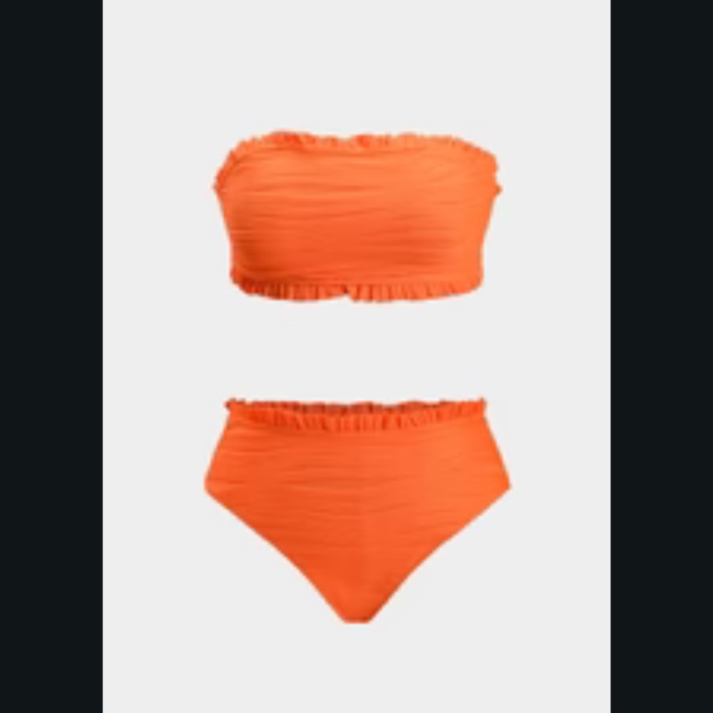 Vibrant Orange Ruffle Bikini Set